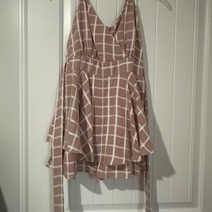 Brown and White Checkered Dress